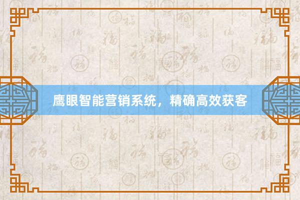 鹰眼智能营销系统,精确高效获客